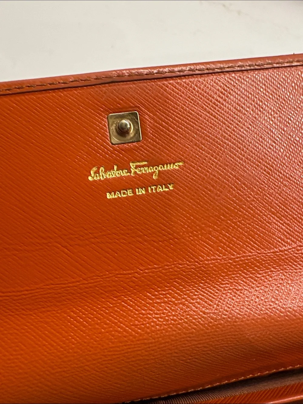 Salvatore Ferragamo Burnt Orange Leather Continental Wallet with Silver Gancini